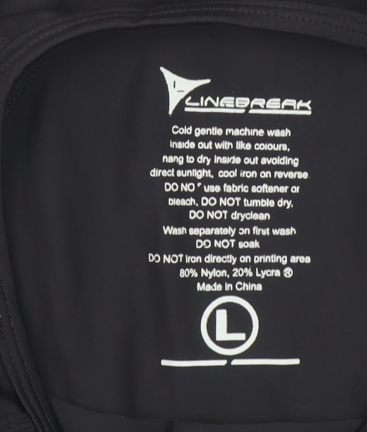 Linebreak Mens Black L Compression T-Shirt Athletic Fit