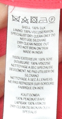 French Connection Women's Red Beaded Silk Shift Dress Size 12