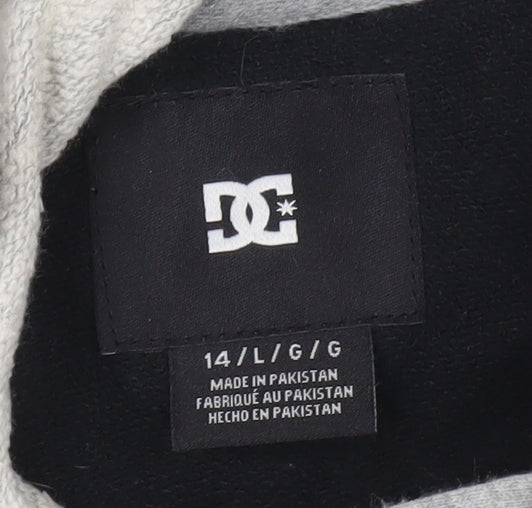 DC Shoes Boys Black Grey Pullover Hoodie Size 14 Cotton Skate Logo