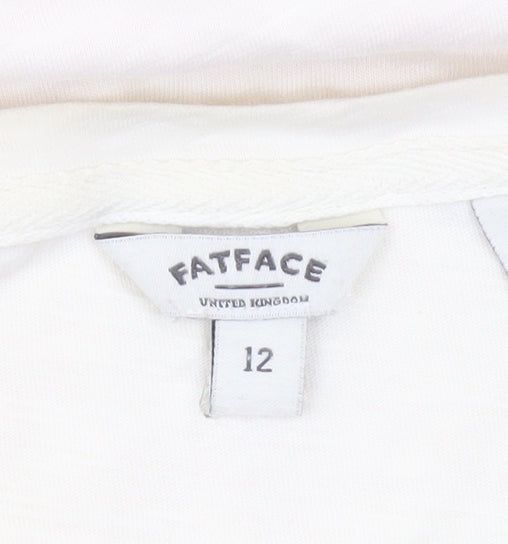 FatFace Womens Ivory Cotton Beach Print T-Shirt Size 12