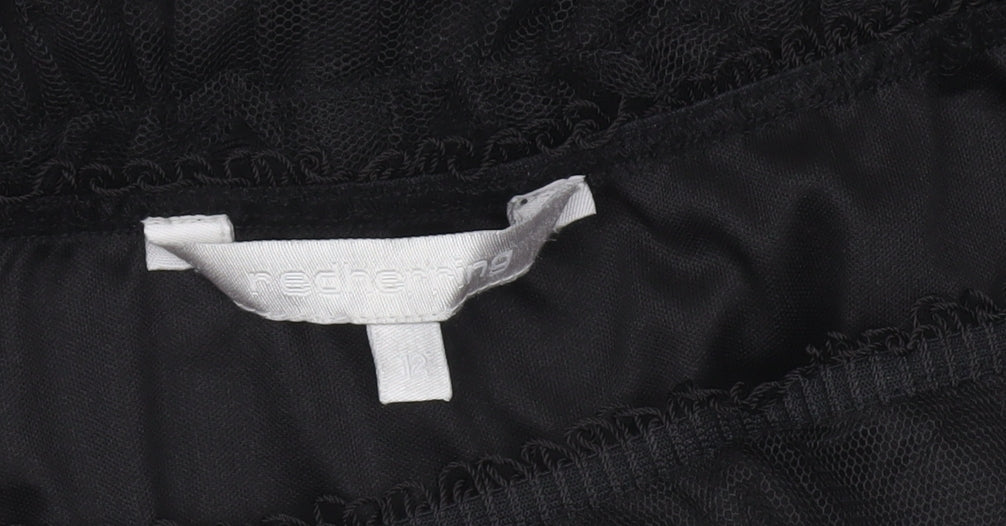 Red Herring Women’s Black Lace A-Line Knee Length Skirt Size 12