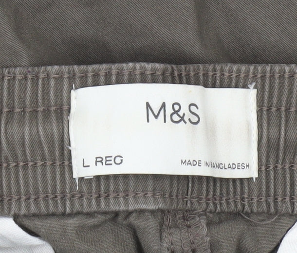 Marks and Spencer Men's Khaki Casual Trousers L Regular Cotton Blend
