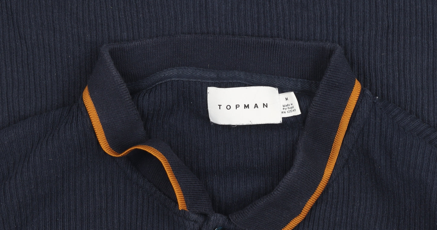 Topman Men's Blue Slim Fit Cotton Polo Shirt Size M