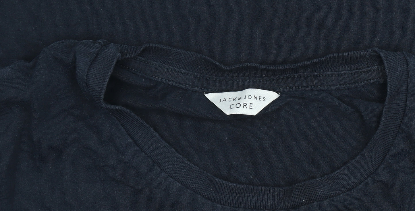 Jack & Jones Core Men's Black Logo Short Sleeve Cotton T-Shirt M