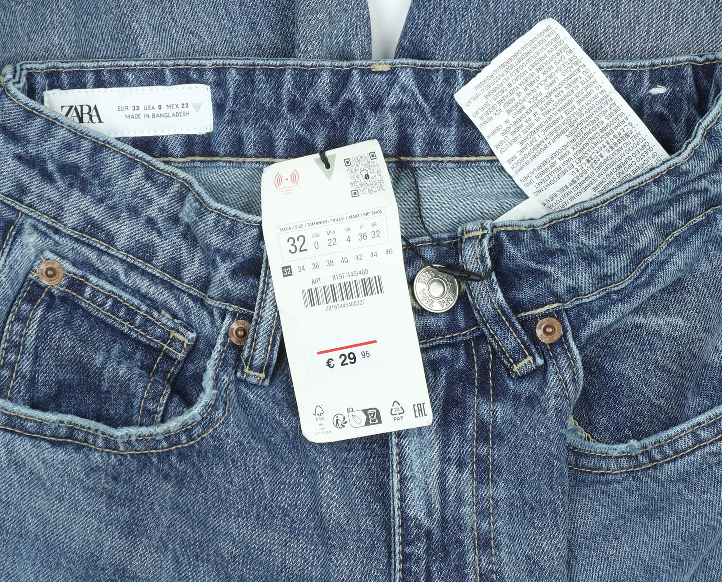 ZARA Women’s Blue Wide-Leg High-Rise Denim Jeans Size 4