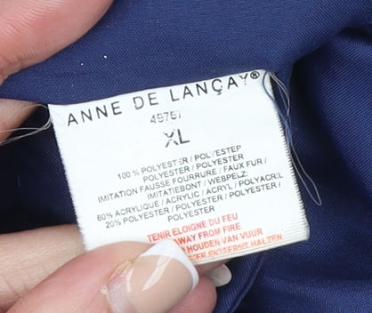 Anne de Lançay Women's Blue Quilted Hooded Winter Coat XL
