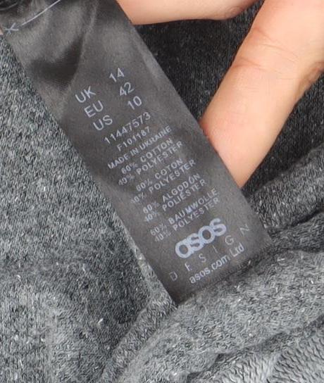 ASOS Women Grey Size 14 Pullover Hoodie Lightweight Casual