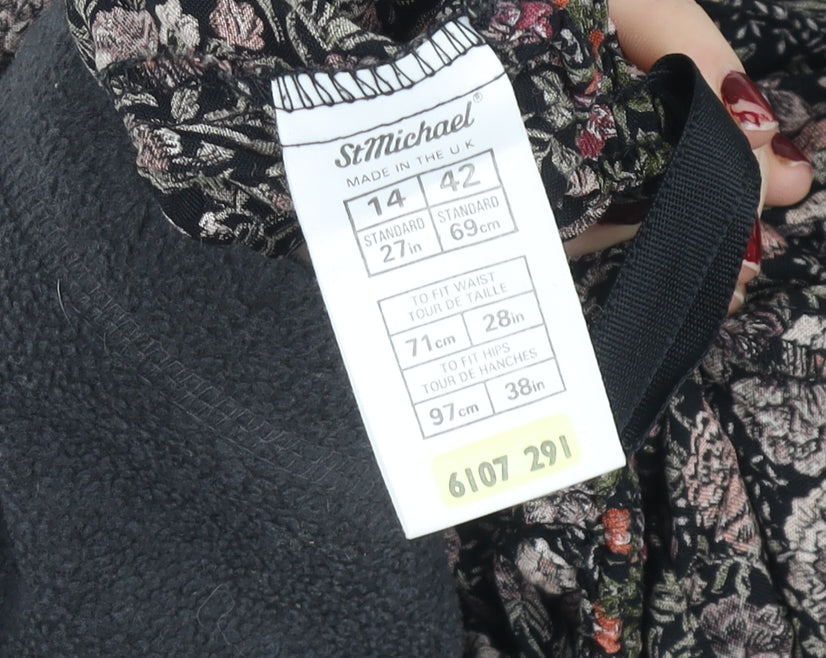 Marks and Spencer Womens Multicoloured Floral Viscose A-Line Skirt Size 14