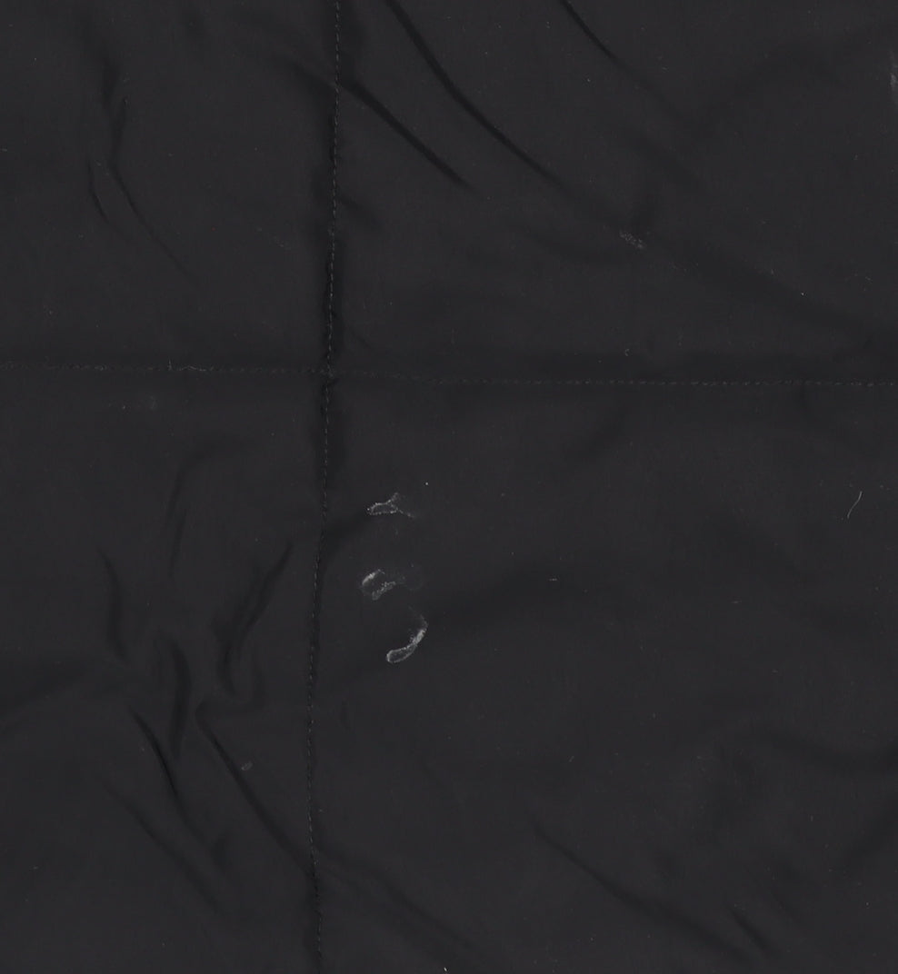 Bershka Women Black Long Puffer Hooded Waistcoat Size 12