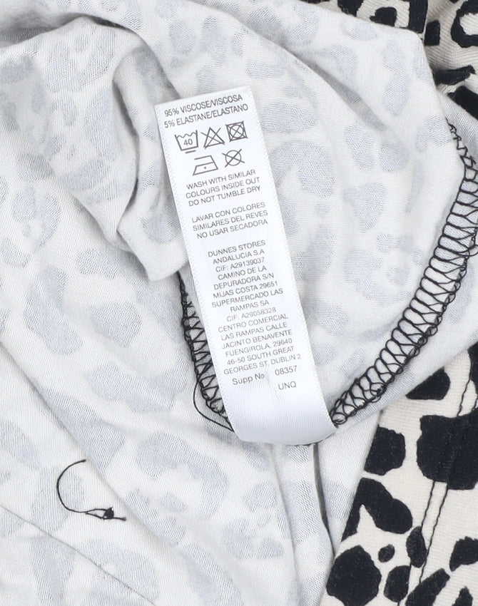 Dunnes Stores Womens Beige Animal Print High Neck Long Sleeve Blouse Size S