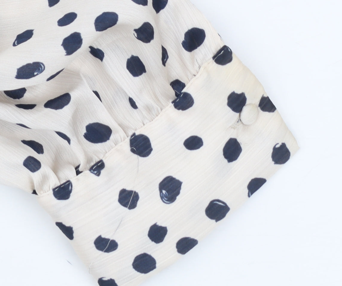 Gallery Womens Ivory Polka Dot Long Sleeve Tunic Blouse Size 16