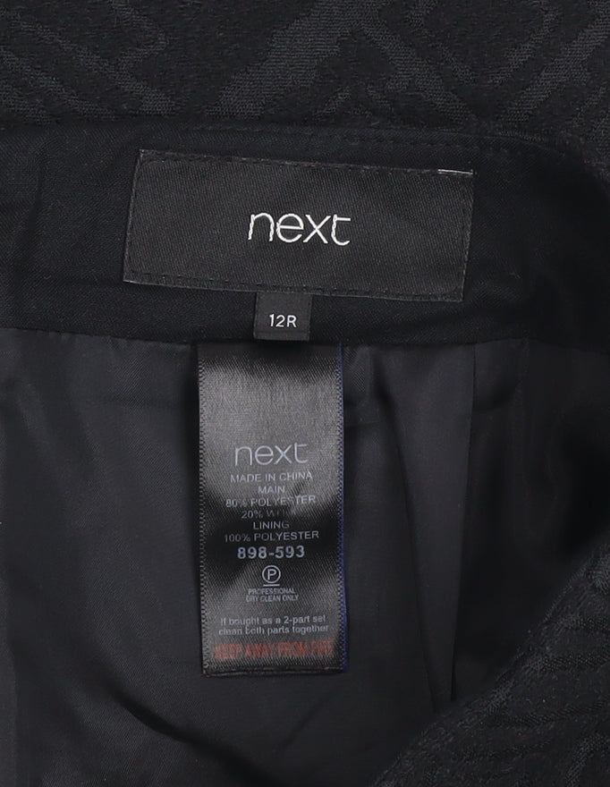 Next Womens Black Size 12 Straight Pencil Jacquard Skirt