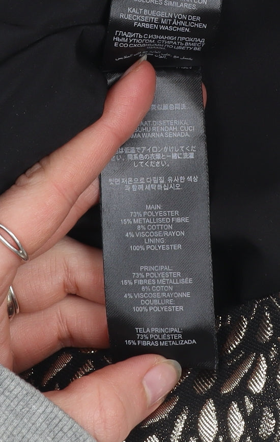 Love & Roses Women Gold Black Knee Length Pencil Skirt UK 12