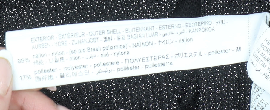 Bershka Women Black L Long Sleeve V-Neck Belted Playsuit Size 14