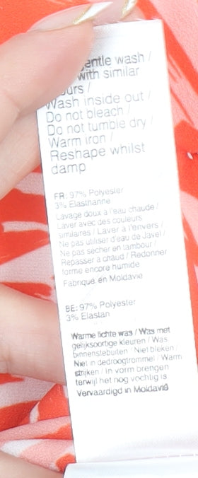 New Look Women's Orange Animal Print Off Shoulder Playsuit Size 14