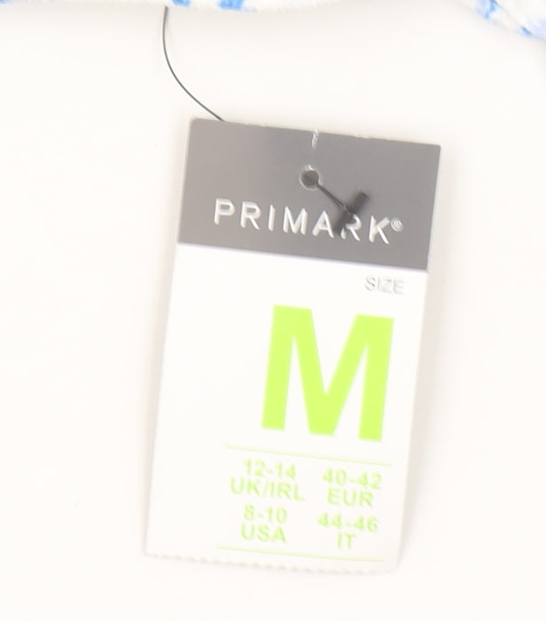 Primark Womens White Blue Floral Cropped Tank Top Size M