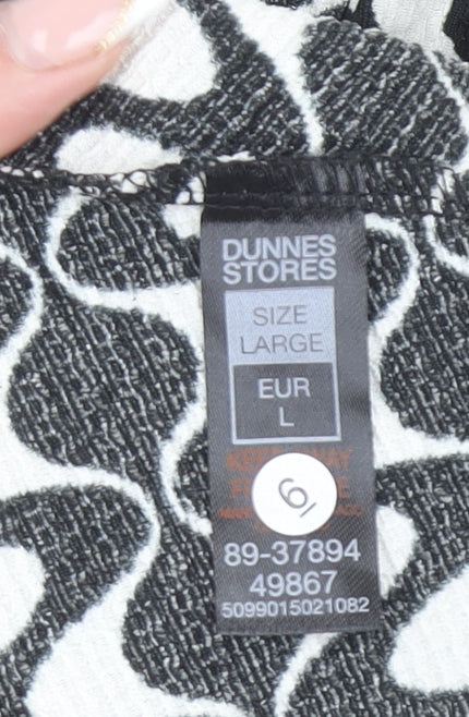 Dunnes Stores Womens Black Geometric Wrap Blouse Size L