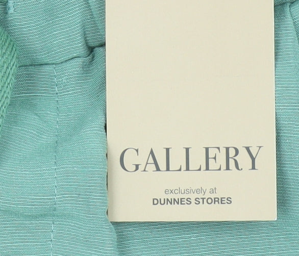 Gallery Women’s Green Tapered Lyocell Linen Drawstring Trousers Size M
