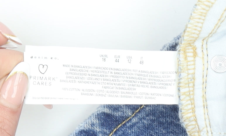 Primark Women Blue Denim Co High Waist Denim Shorts Size 16