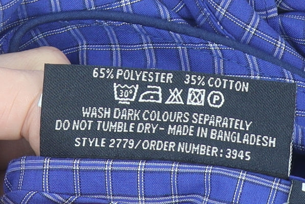 Champion Men's Blue Check Belted Lightweight Robe L