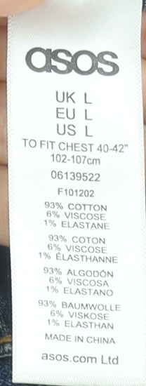 ASOS Men’s Blue Denim Basic Jacket Size L Regular Fit Cotton Blend