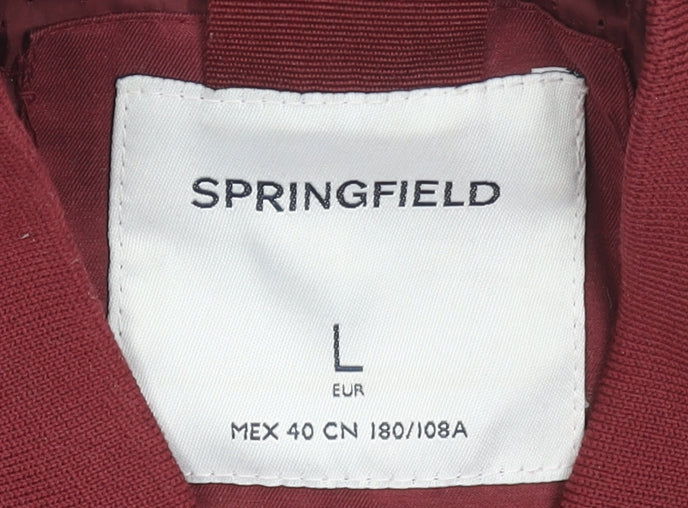 Springfield Men's Red Bomber Jacket Size L Cotton Blend Casual