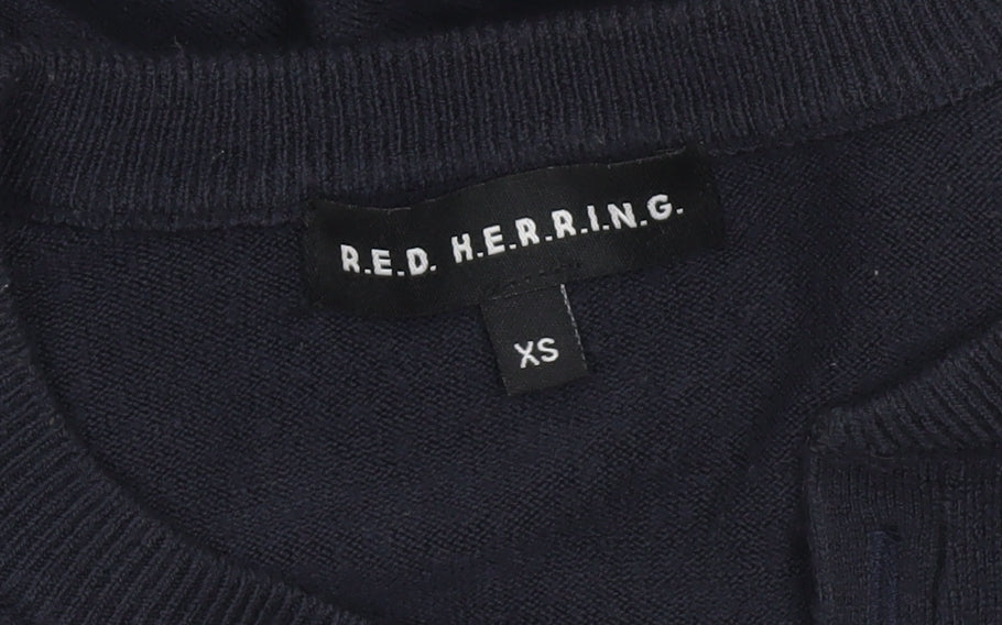 Red Herring Men's Black XS Henley Acrylic Knit Jumper