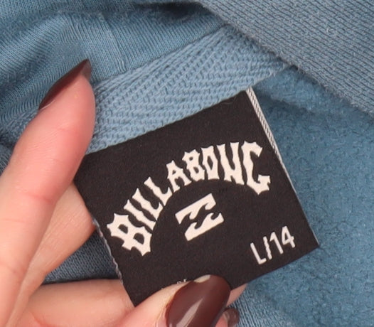 Billabong Boys Blue Pullover Hoodie 14 Years Cotton Blend Graphic Print