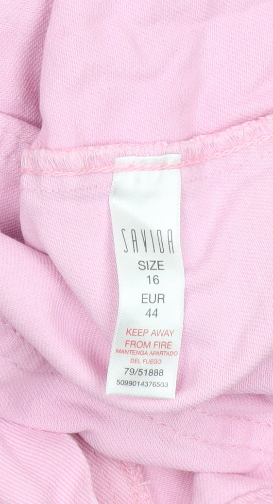Savida Women’s Pink Cotton Cargo Jeans Size 16 Straight Leg