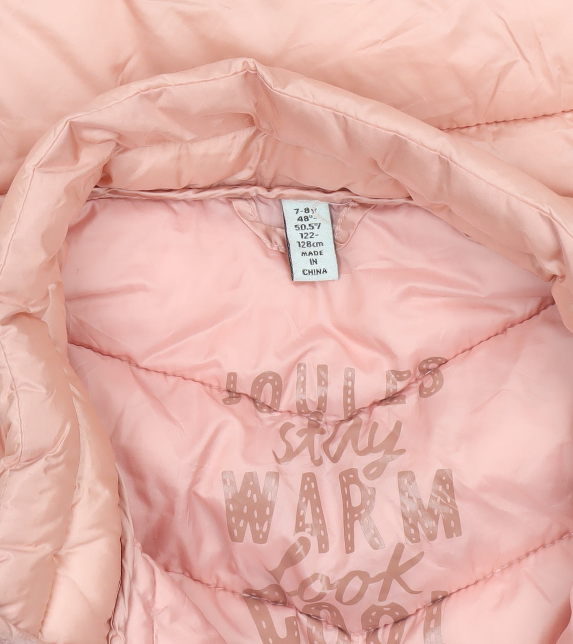 Joules Girls Pink Puffer Gilet 7-8 Years Lightweight Quilted Waistcoat