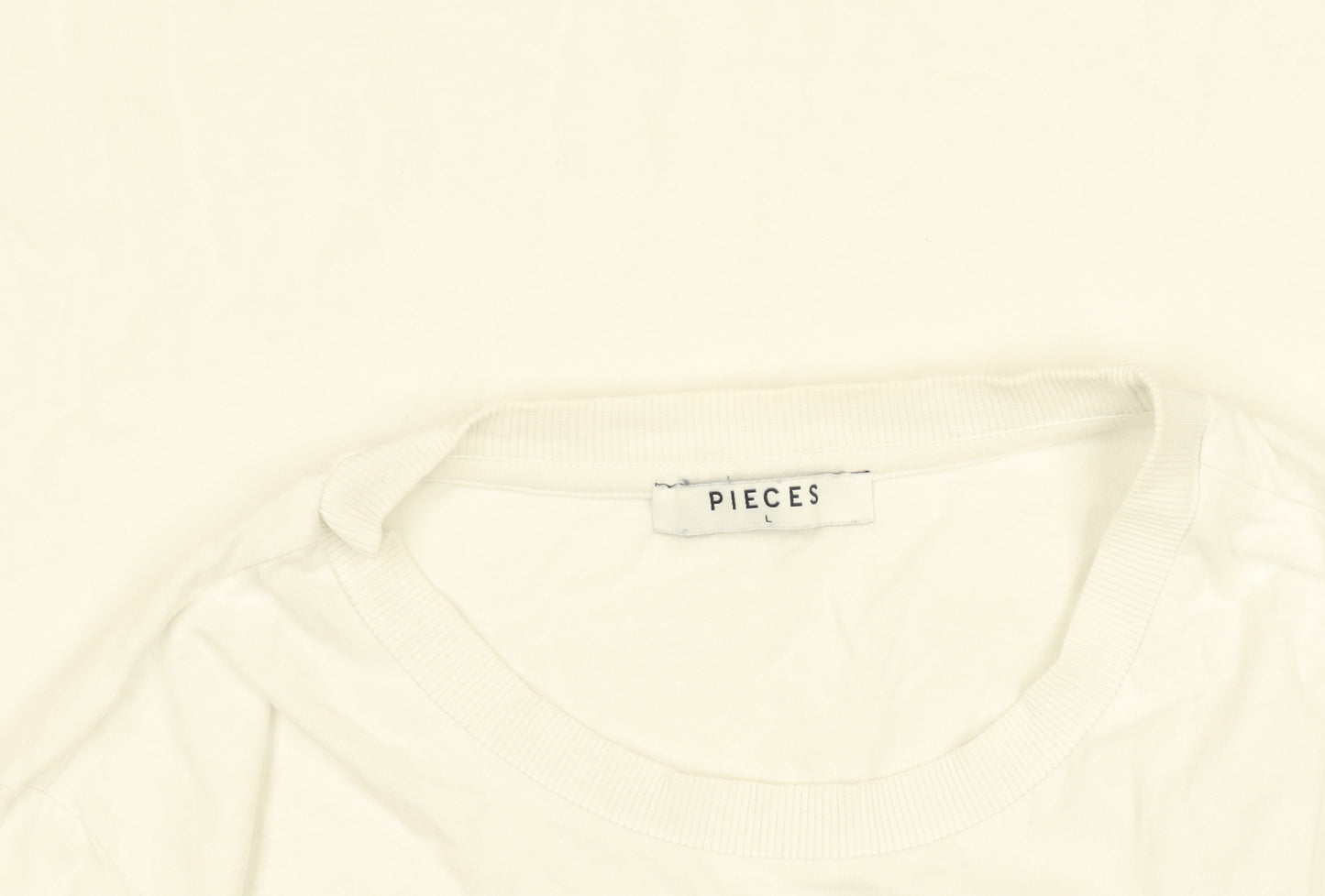 Pieces Women's White Animal Print Graphic Cotton T-Shirt Size L