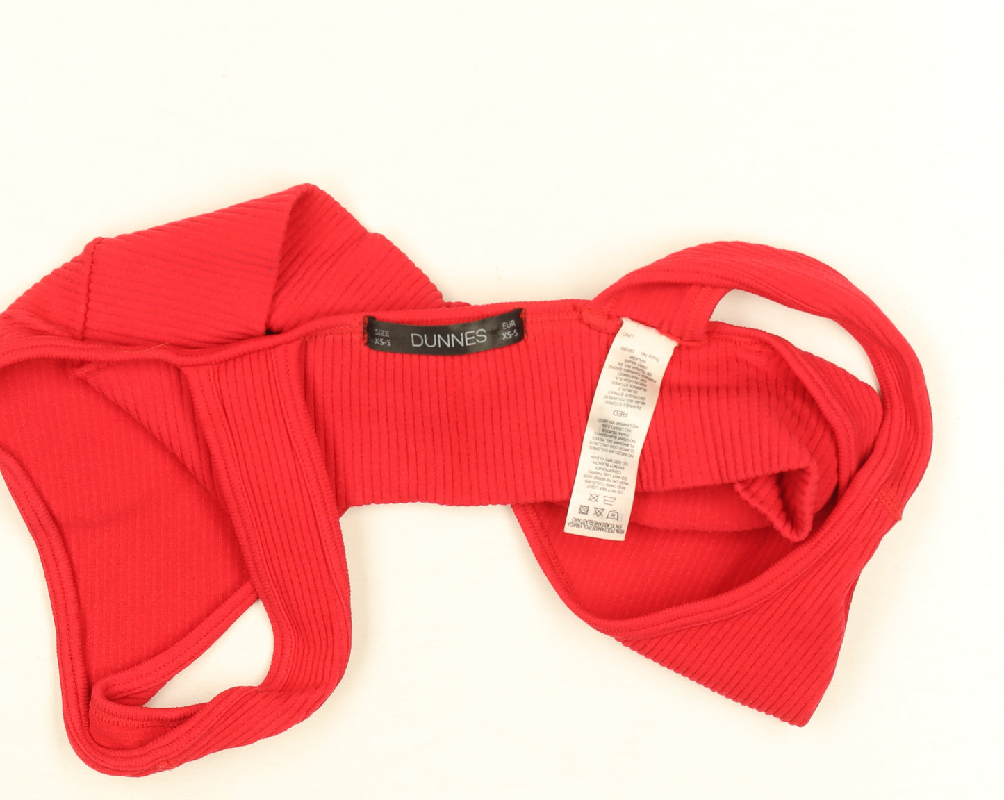 Dunnes Stores Red Ribbed Cropped V-Neck Tank Top Women’s XS