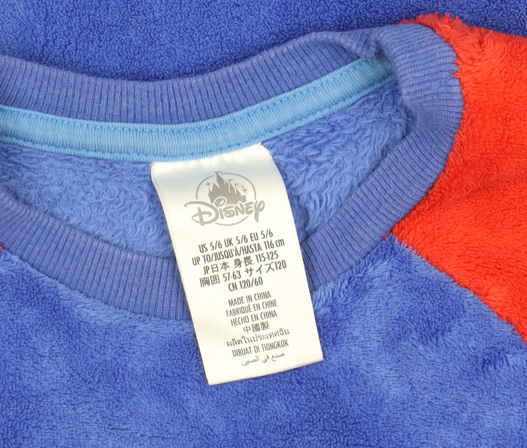 Disney Boys Blue Red Spider-Man Fleece Jumper 5-6 Years Pullover Sweatshirt
