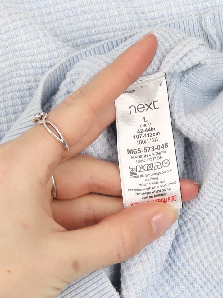 Next Men’s Blue Cotton Short Sleeve Polo Shirt L 100% Cotton