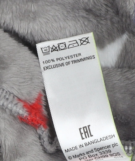 Marks and Spencer Boys Grey Star Fleece Hooded Onesie 13-14 Years