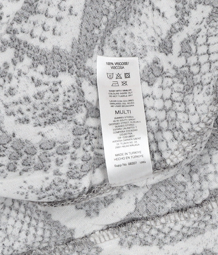 Savida Women Grey Snake Print Mini Dress Size 12 Long Sleeve Ruched