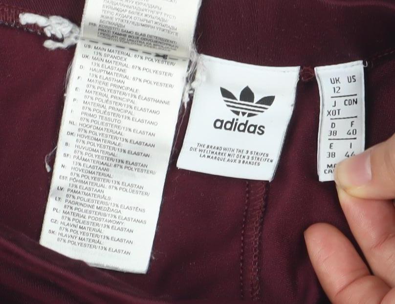 Adidas Womens Red Leggings Size 12 Slim Fit Stretch Activewear