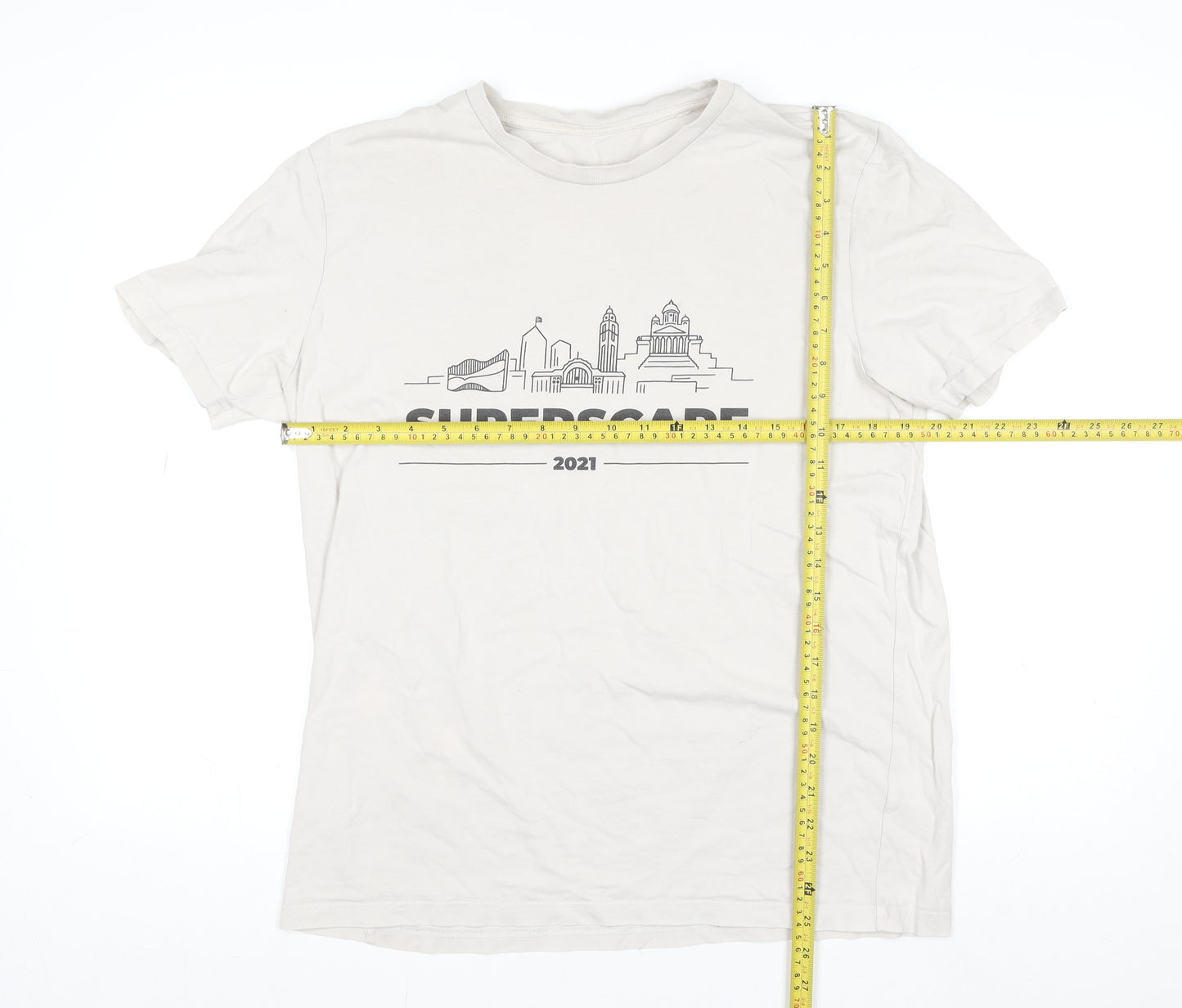 Supermetrics Men White SUPERSCAPE 2021 Graphic Cotton T-Shirt M