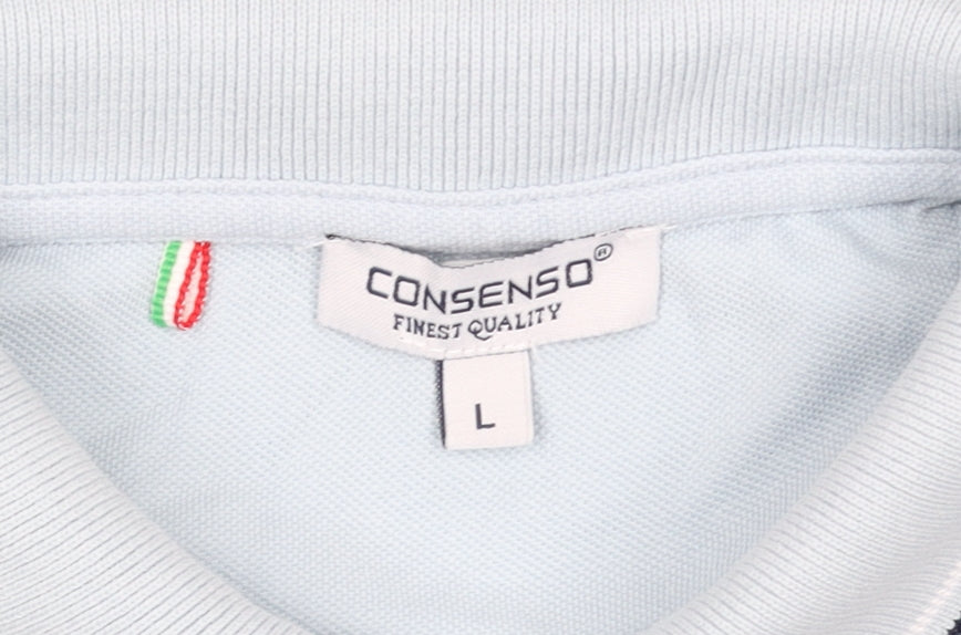 Consenso Men Blue Cotton Short Sleeve Polo Shirt L
