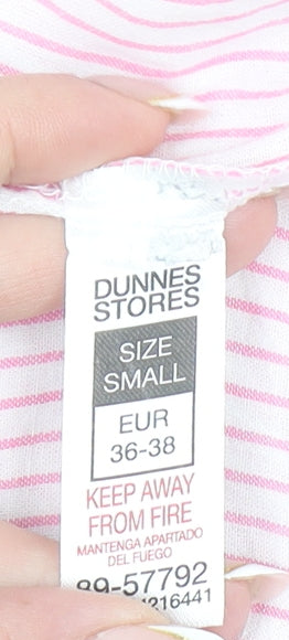 Dunnes Stores Women Pink Striped Cotton Sleeveless Blouse S