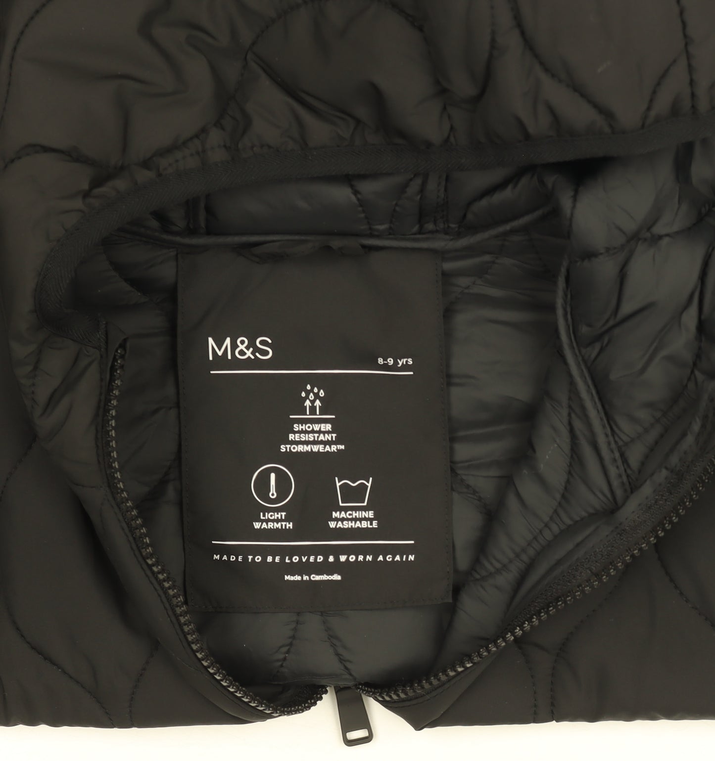 Marks and Spencer Girls Black Hooded Quilted Puffer Jacket 8-9 Years