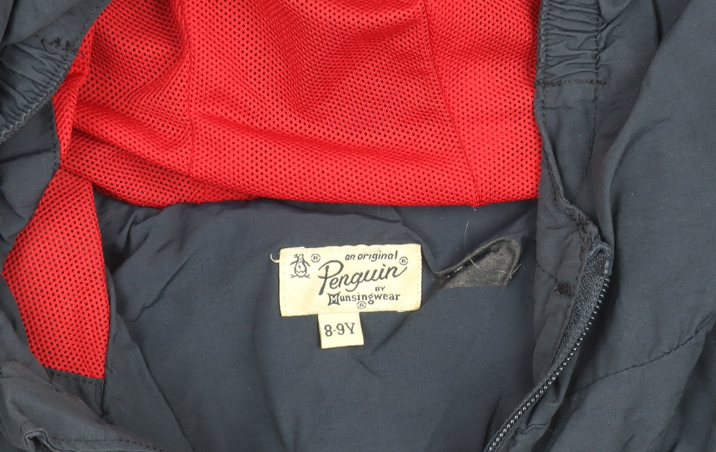 Penguin Boys Blue Hooded Windbreaker Jacket 8-9 Years Cotton Nylon