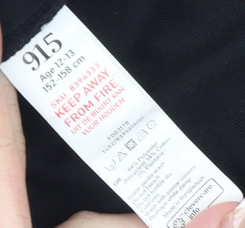 New Look Girls Black Polo Collar Short Sleeve Jersey Top 12-13 Years