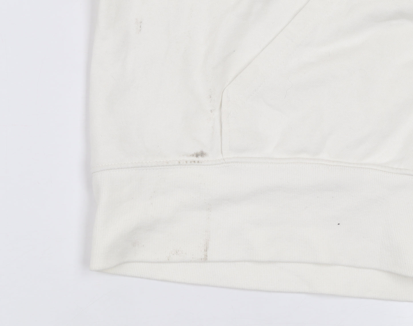 DIVIDED Mens White L Basic Full Zip Hooded Cotton Blend Active Jacket