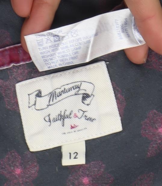 Joules Women's Grey Floral Short Sleeve Scoop Neck Top Size 12