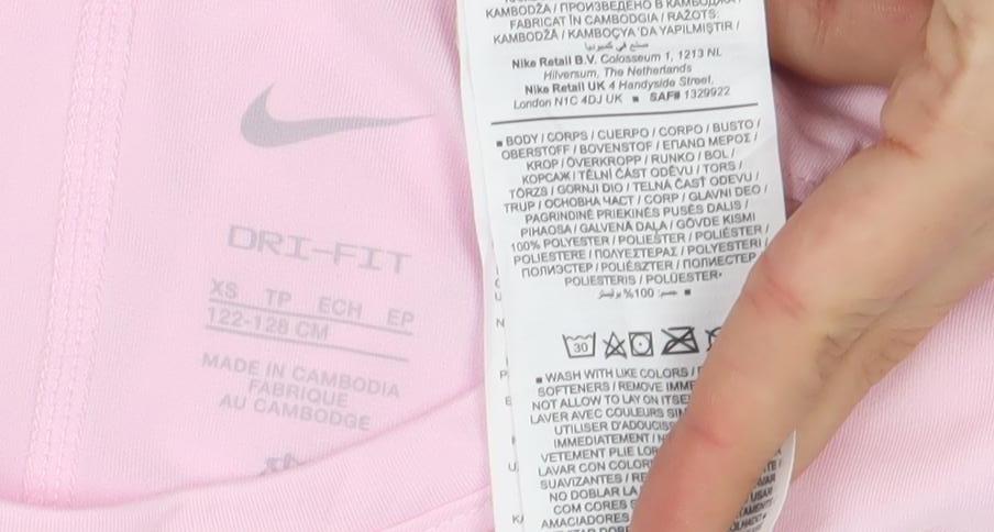 Nike Girls Pink Dri-Fit Short Sleeve Activewear T-Shirt XS