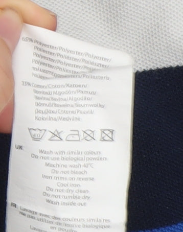 Lonsdale Men’s Blue Striped Polo Shirt Size L Short Sleeve Regular Fit