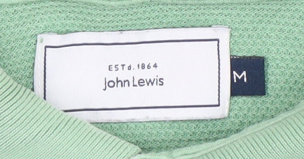 John Lewis Men Green Cotton Short Sleeve Polo Shirt Size M