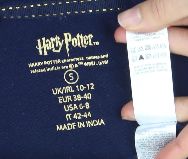 Harry Potter Womens Blue Glitter Hogwarts Nightshirt Size 10-12