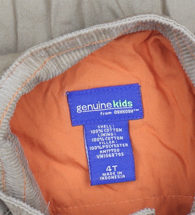 OshKosh Boys Beige Cotton Button Jacket 4 Years Lined Spring Autumn